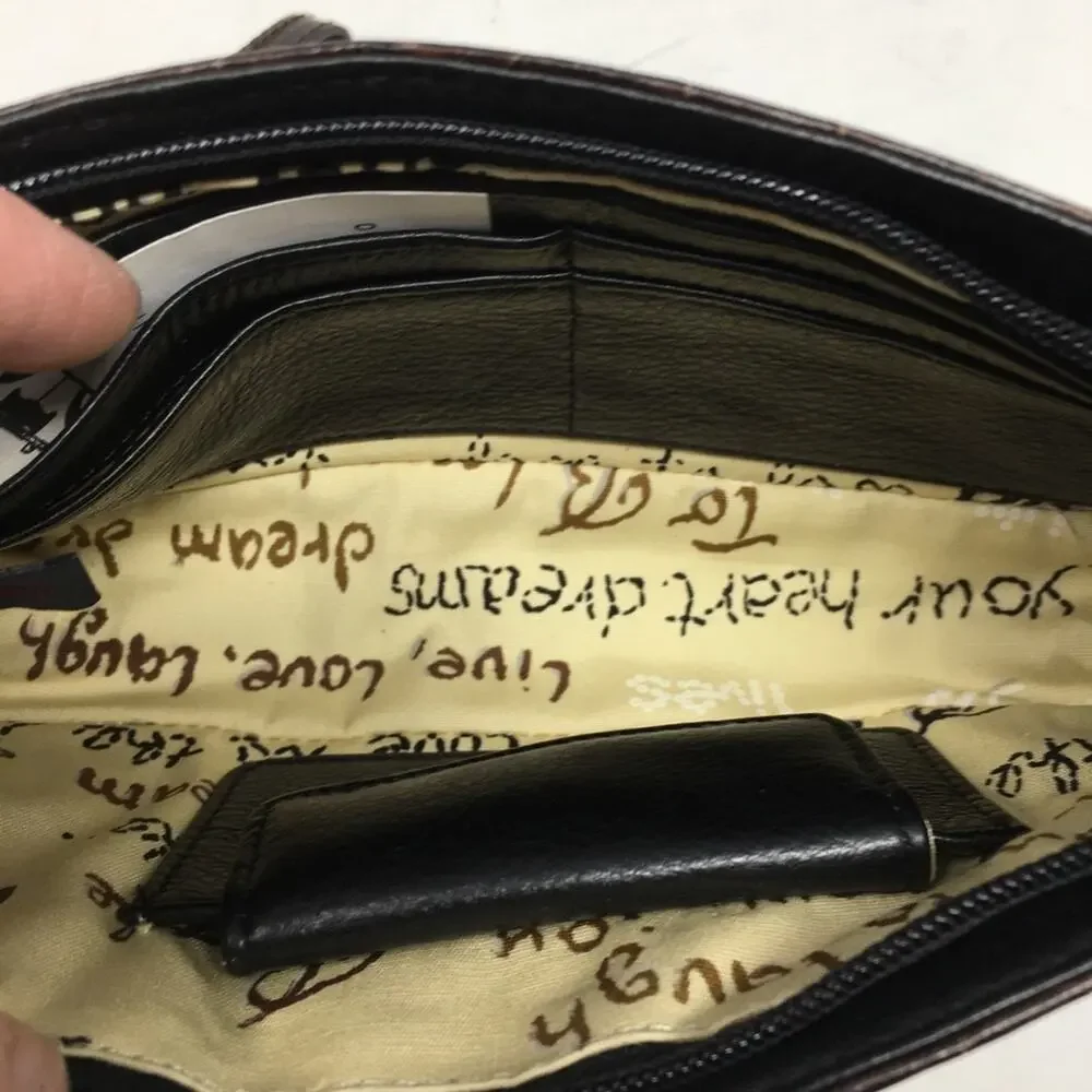 Brighton NWT Black & Brown Mission Wristlet Pouch
